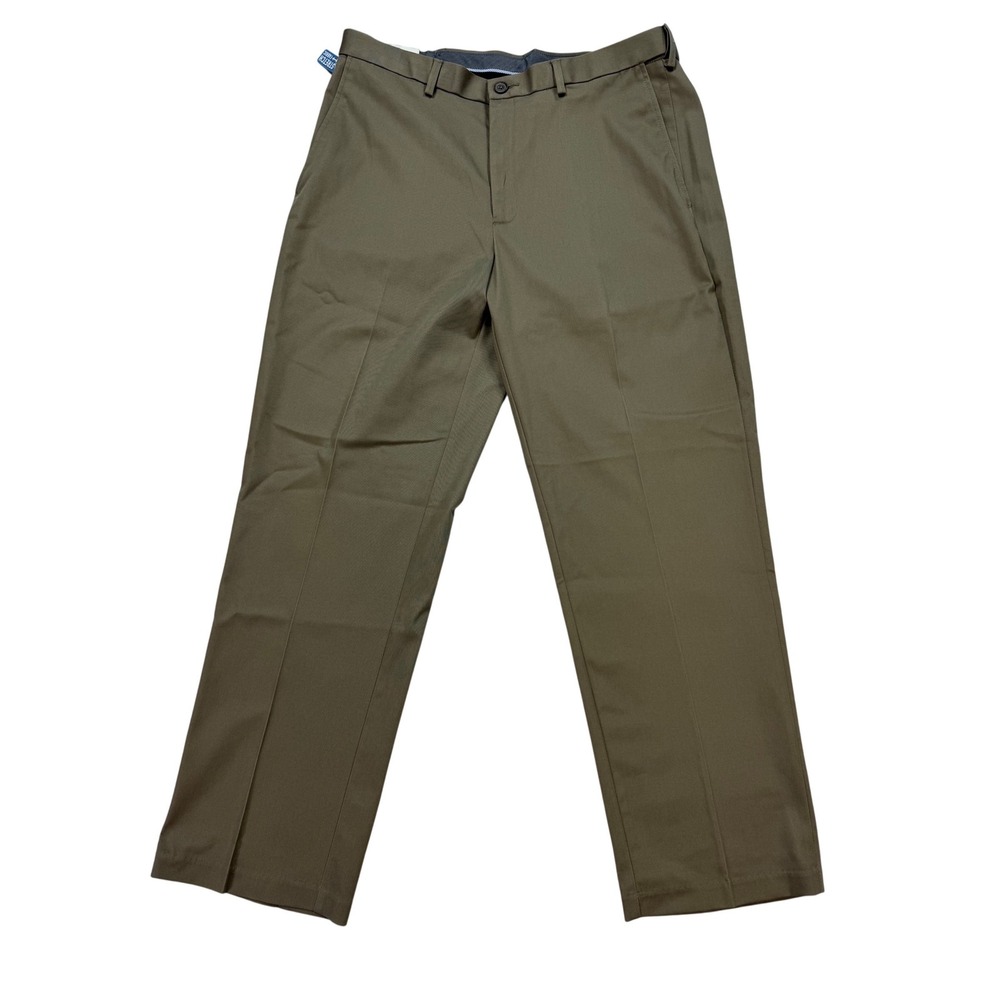 Haggar Premium No Iron Khaki Pants Mens 36x30 Brown NEW Classic Fit Stretch Flat